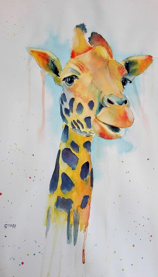 Funky Giraffe Painting by Sandie Croft
