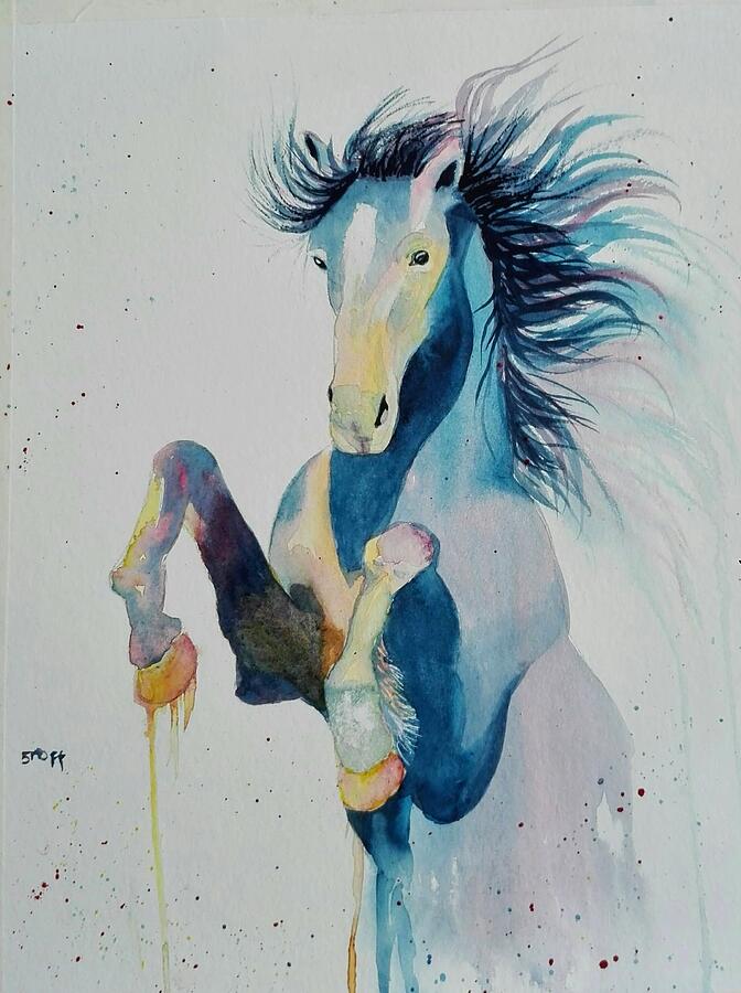 Funky Horse Painting by Sandie Croft