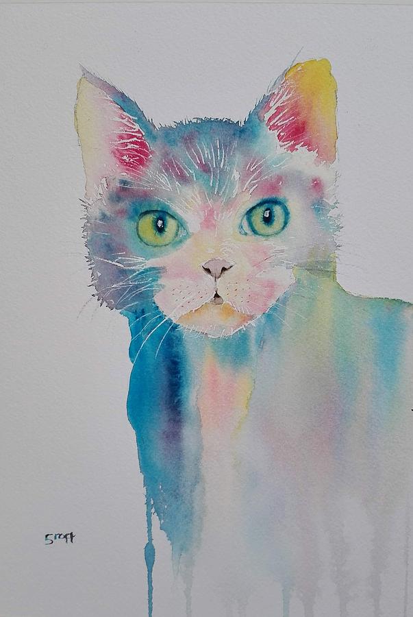 Funky Kitten Painting by Sandie Croft