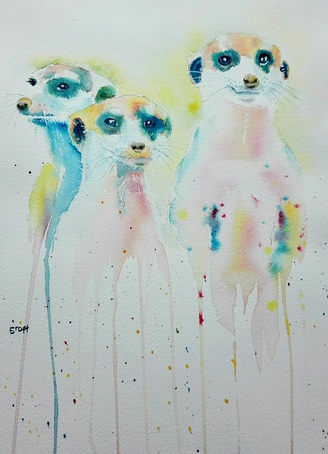 Funky Meercats Painting by Sandie Croft