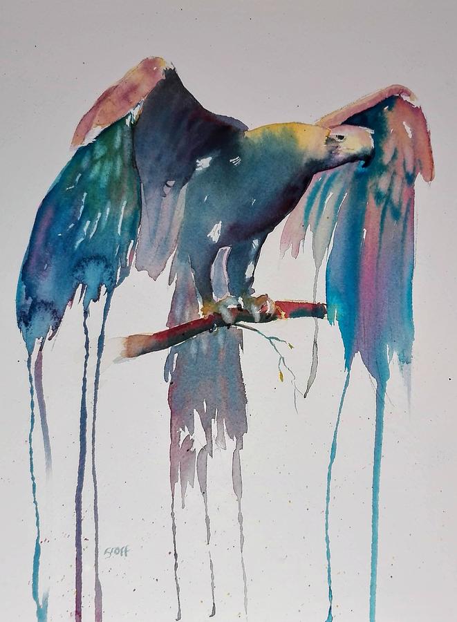 Funky Raptor Painting by Sandie Croft