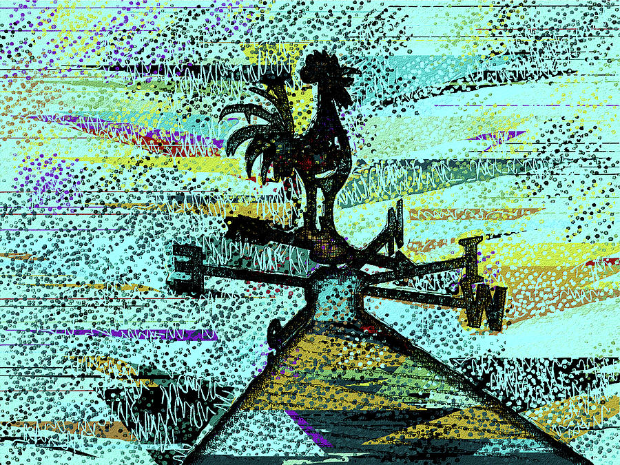 Funky Rooster Weather Vane Digital Art by Leslie Montgomery