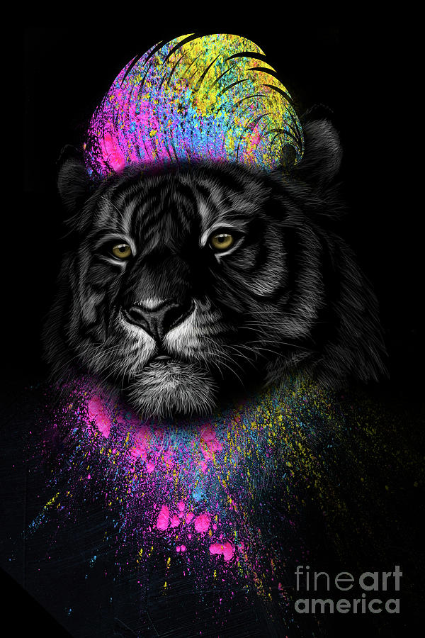 Funky Tiger Haircut Digital Art by Carlos V