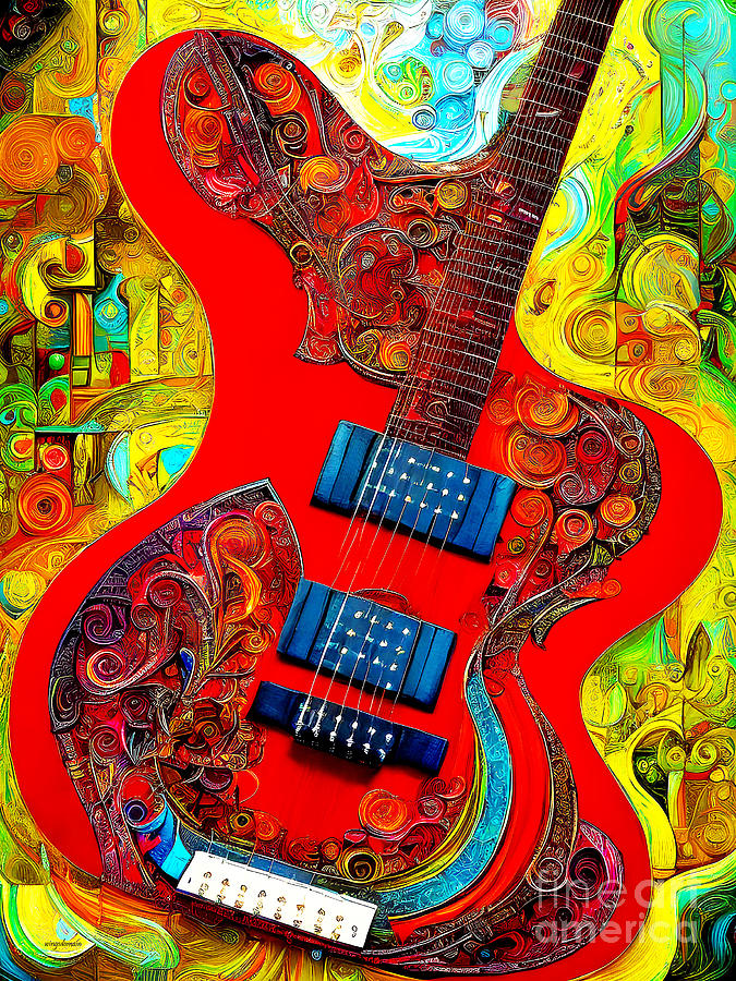 Funky Town Guitar 20221226b Mixed Media by Wingsdomain Art and Photography