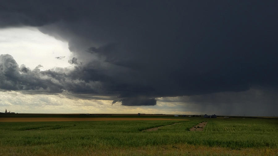 Funnel Cloud And Wall Cloud Near Cheyenne Wells, Colorado.  Photograph by Ally White