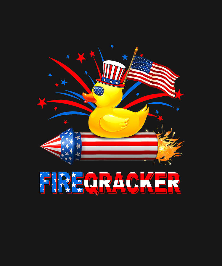 Funny 4th Of July Patriotic Rubber Duck Firequacker Drawing by DHBubble ...