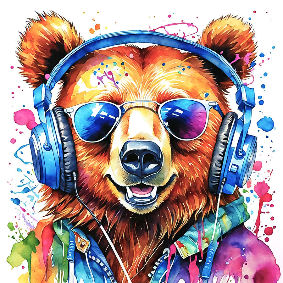 Music Digital Art - Funny Bear by Manjik Pictures