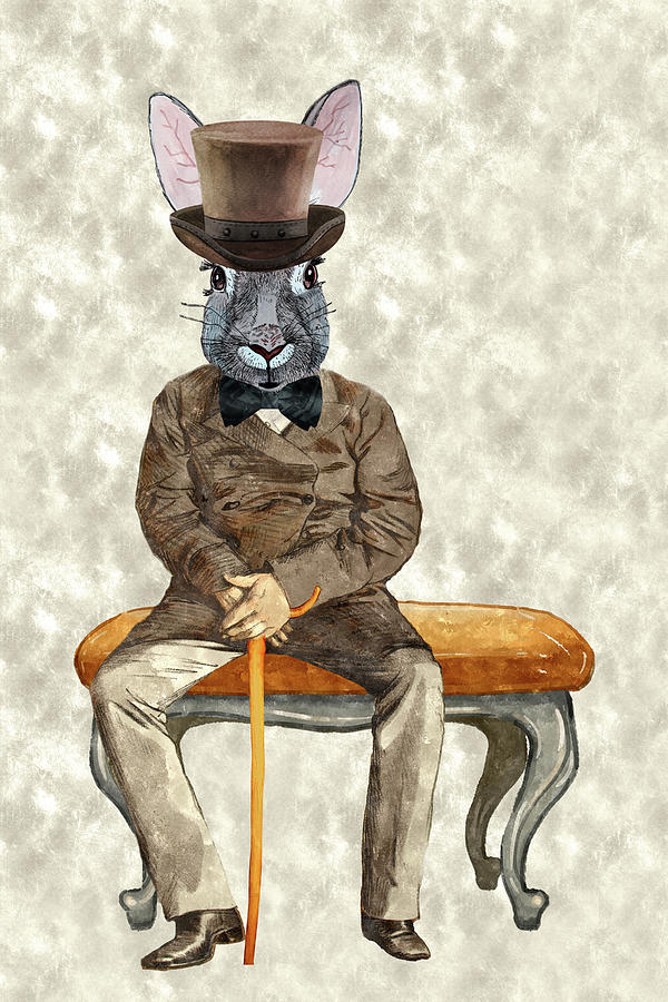 Funny Birthday Hipster Rabbit is that a Gray Hare  Digital Art by Doreen Erhardt
