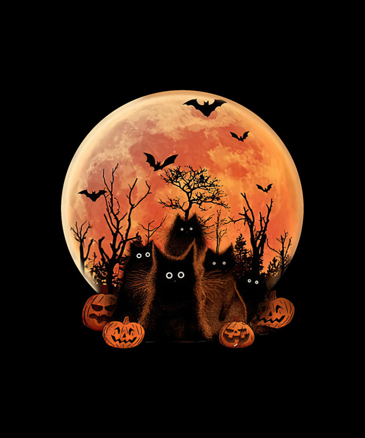 Funny Black Cat Halloween Digital Art by Tinh Tran Le Thanh | Pixels