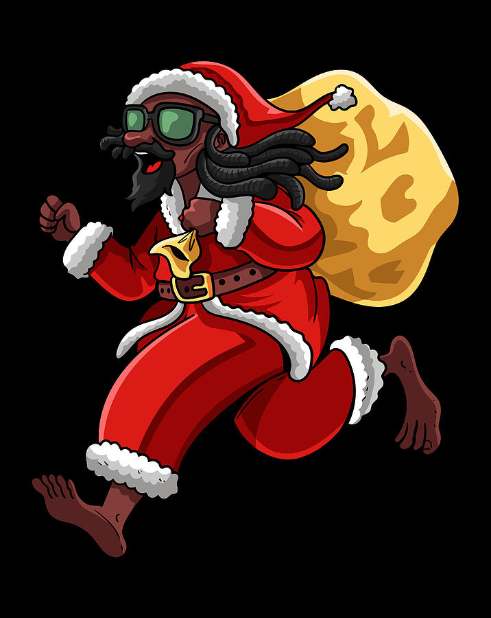 Funny Black Rastafarian Native Jamaican Christmas Santa Digital Art by