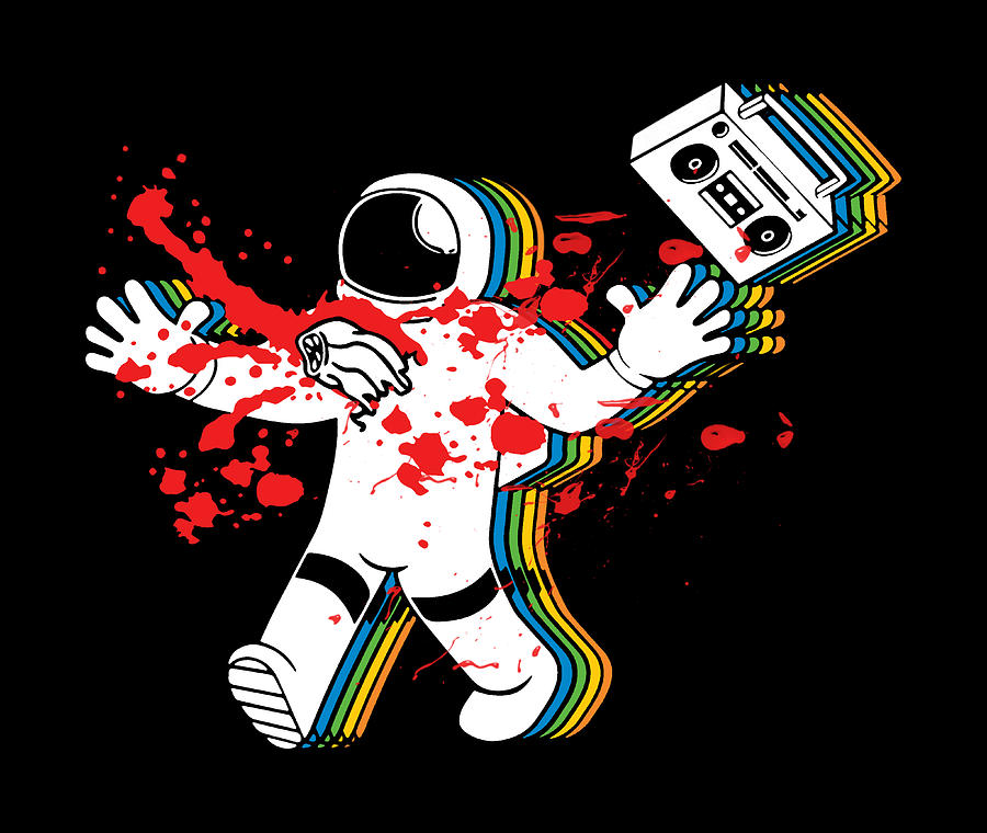 Funny Boombox Astronaut Alien Digital Art by Sara C Myers - Fine Art ...
