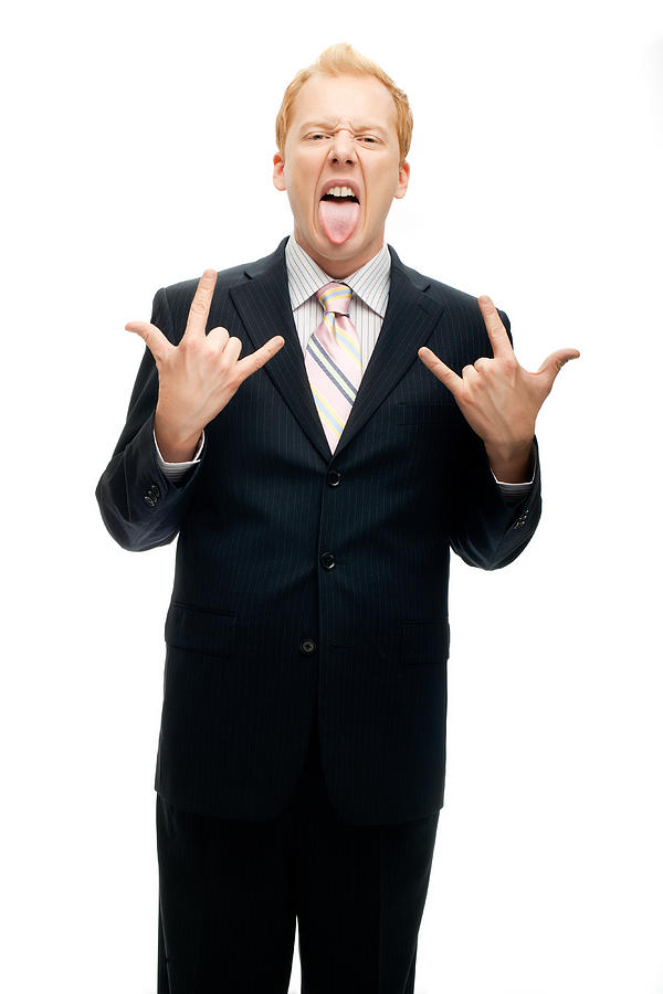 Funny Businessman a heavy metal rocker at heart on White Photograph by BunnyHollywood