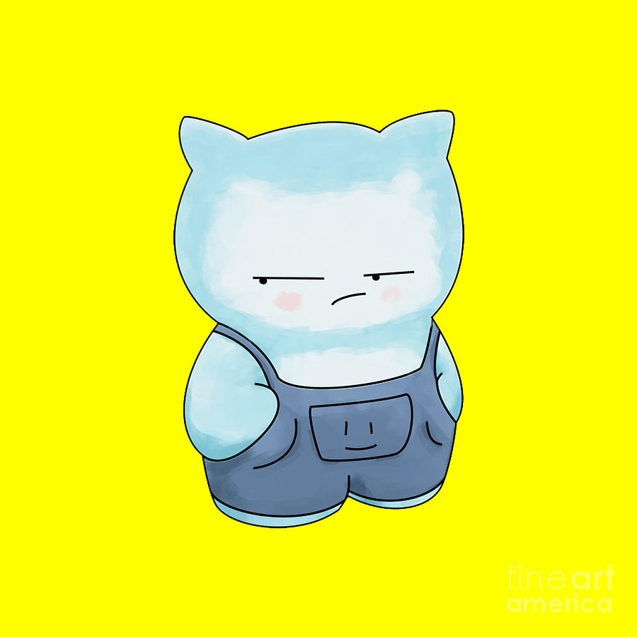 Funny Cartoon Angry Blue Cat Meme Blue Cat Drawing by Ricardo E