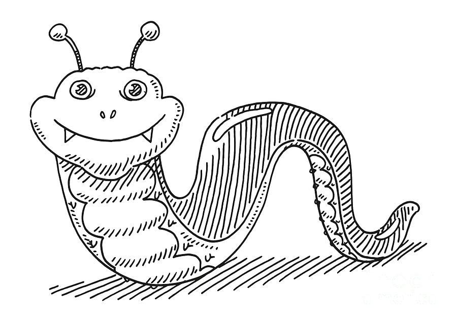 Funny Cartoon Caterpillar Drawing Drawing by Frank Ramspott - Fine Art ...