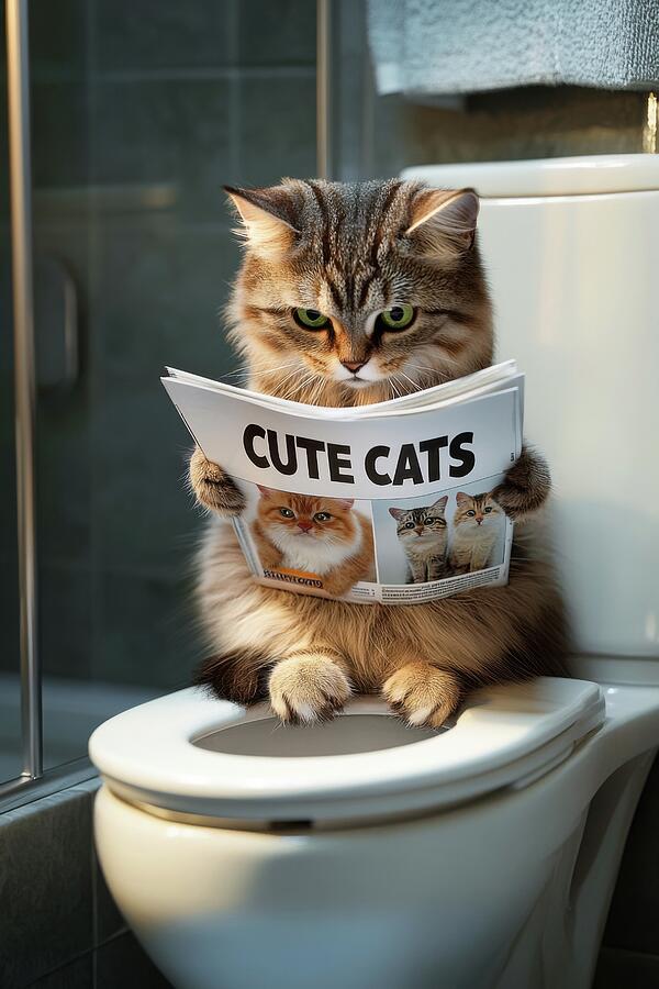 Funny Cat Bathroom Decor 03 by Matthias Hauser