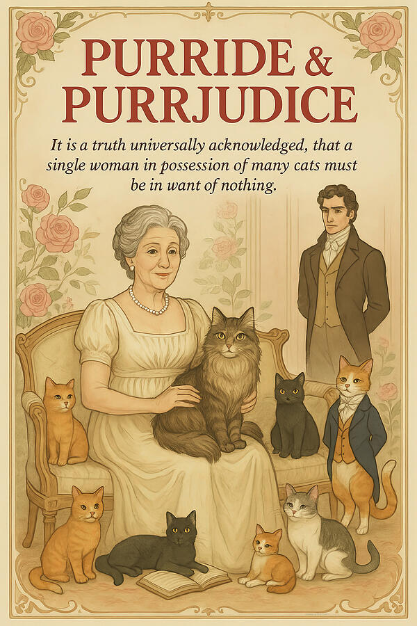 Funny Cat Lover Art Purride and Purrjudice Poster a Pride and Prejudice Parody Mixed Media by Bob Orsillo Funny Cat Lover Art Purride and Purrjudice Poster a Pride and Prejudice Parody Mixed Media by Bob Orsillo