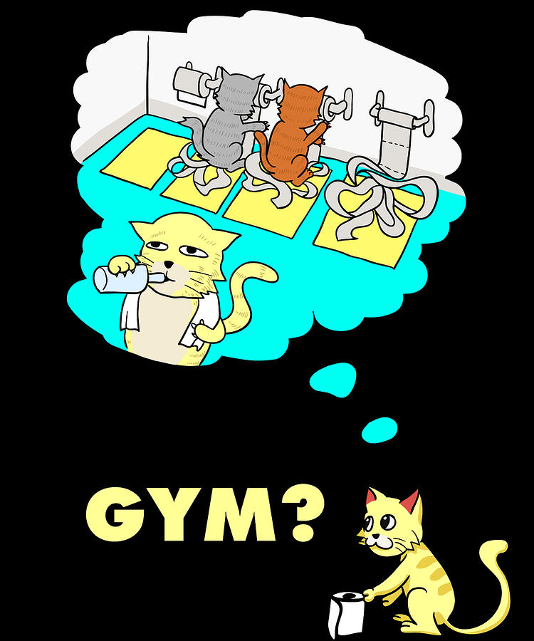 Cat Mixed Media - Funny Cat Lover Gym Naughty Kitty Toilet Paper Treadmill Workout Kitten Owner by Geiersein Ritis