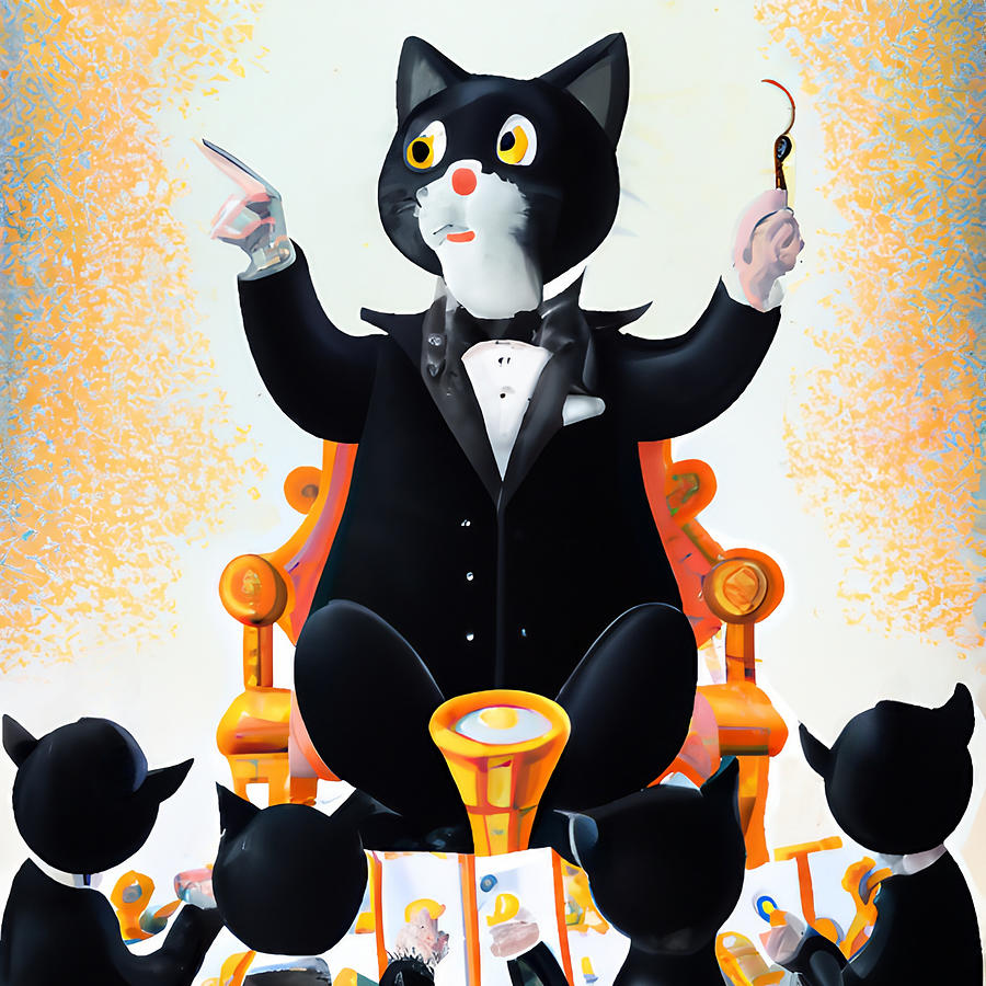 Funny Cat Trying to Get a Waiters Attention Digital Art by Caterina Christakos