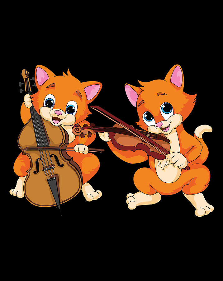 Funny Cats Playing Violin And Cello Gift Cool Music Lover Digital Art ...