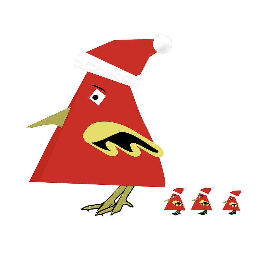 Funny Christmas Triangle Bird Digital Art by Bob Pardue