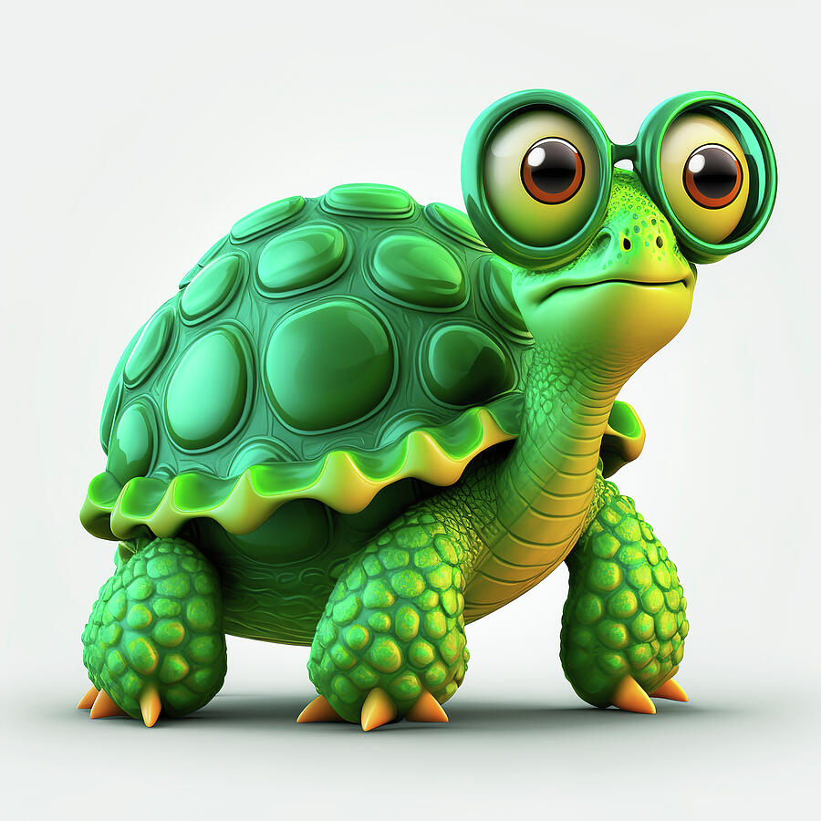 Funny Cute Turtle with Big Eyes Digital Art by Jim Vallee