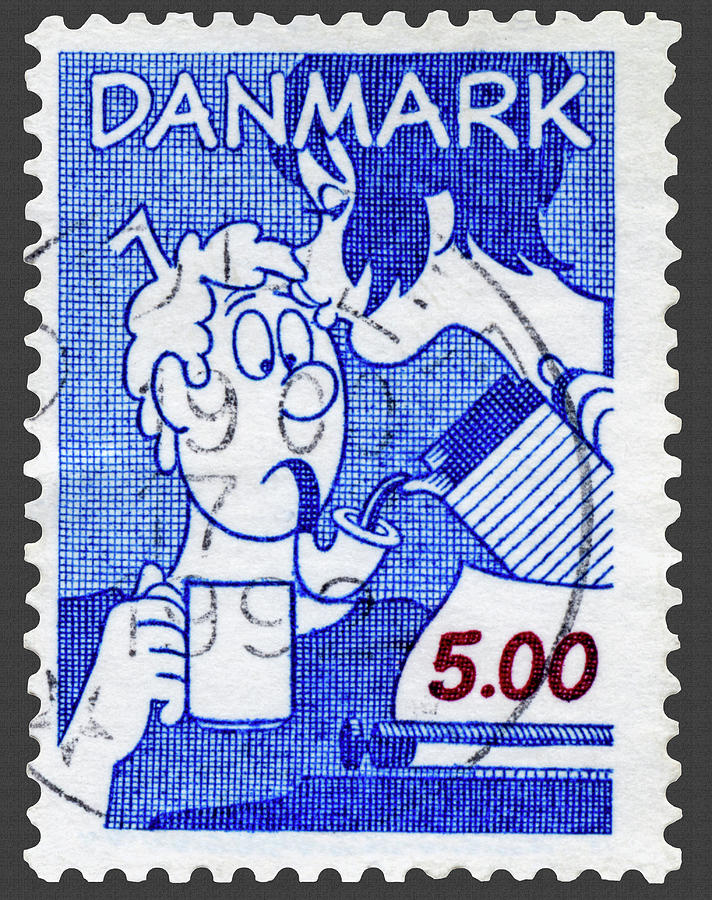 Funny Danish Cartoon Couple on Postage Stamp Photograph by Phil Cardamone