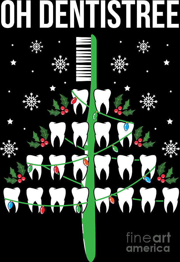 Funny Dentist Christmas Teeth Tree Dentistree T Digital Art By Haselshirt Fine Art America