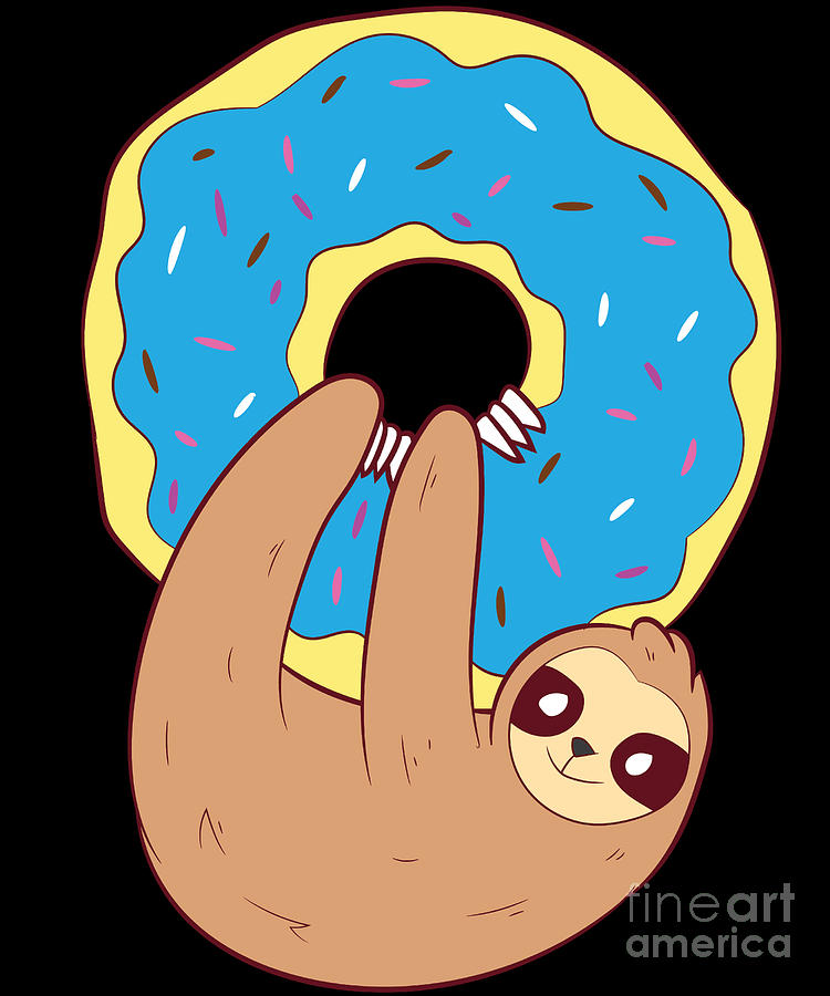 Funny Donuts Sloths Sloth With Donut Digital Art By Eq Designs Fine Art America