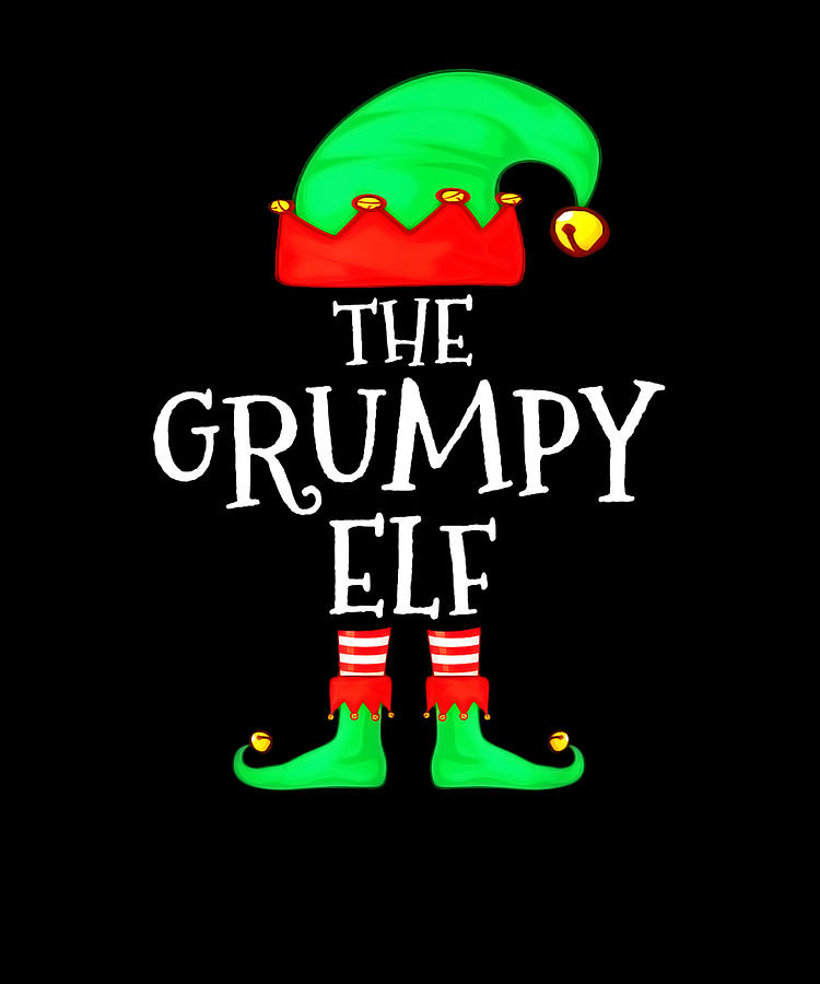 Funny Elf Family Christmas The Grumpy Elf Sweater Digital Art by Mark Rimar