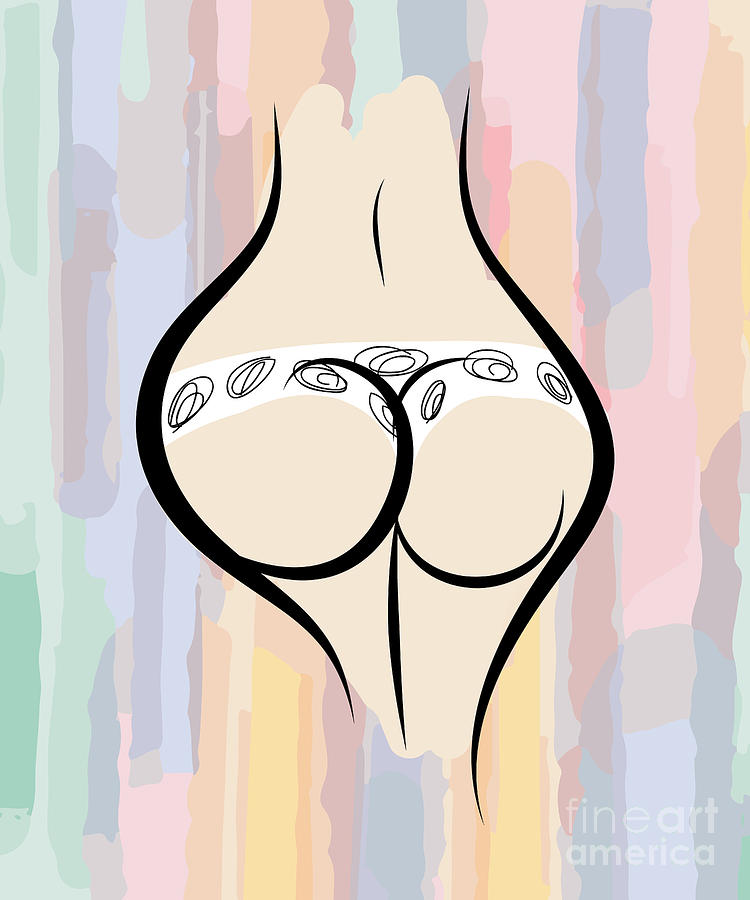 Nude Drawing - Funny Female Buttocks Collection, No 1/36 by Mounir Khalfouf