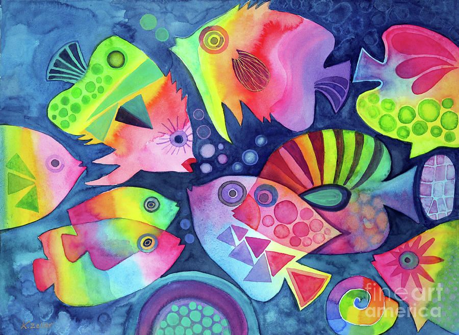 Funny Fish 2 Painting by Karin Zeller - Pixels