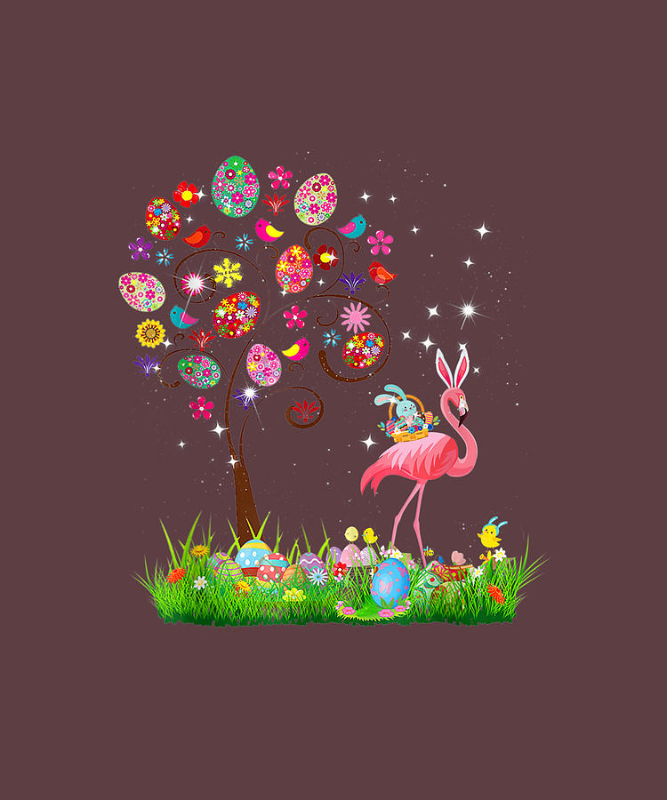 Funny Flamingo Easter Eggs Tree 2020 For Kids Boys Girl TShirt