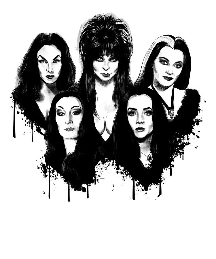 Funny Gifts Beautiful Elvira Actress Retro Wave Drawing by Lonazyshop ...