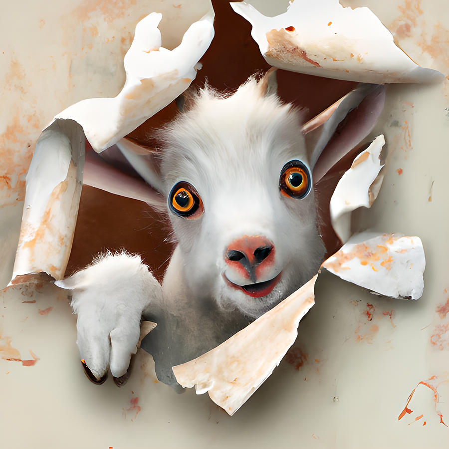 Funny Goat Digital Art by Amalia Suruceanu