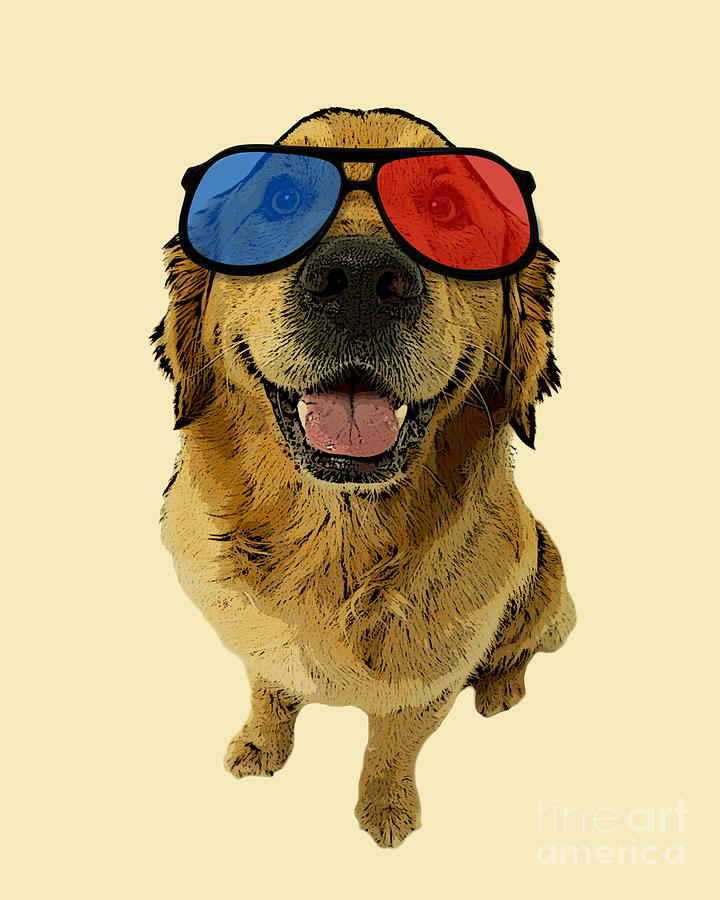 Dog Mixed Media - Funny Golden Retriever by Madame Memento