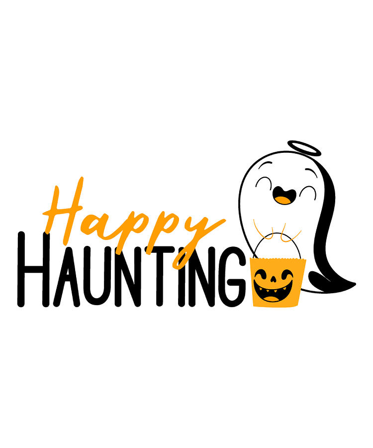 Funny Halloween Gifts - Happy Haunting Digital Art by Caterina Christakos