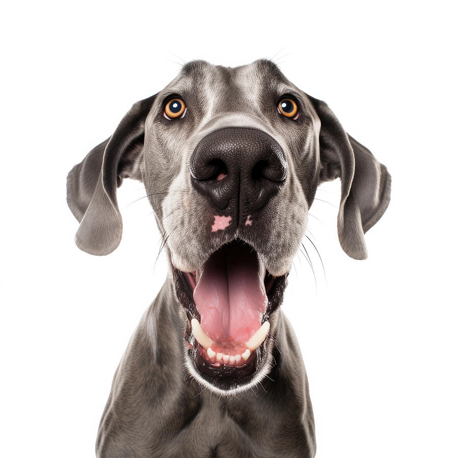 Dog Photograph - Funny Happy Great Dane Dog Closeup Isolated by Good Focused
