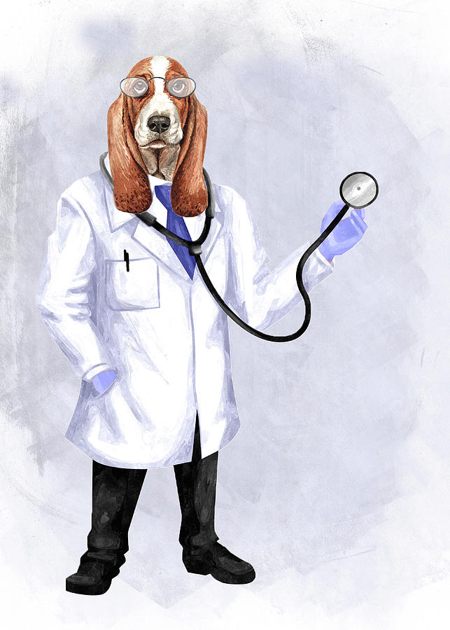 Funny Hound Dog Doctor Digital Art by Doreen Erhardt