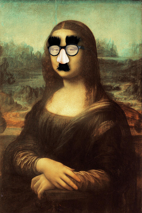 Funny Humor Groucho Glasses Mona Lisa Painting by Tony Rubino