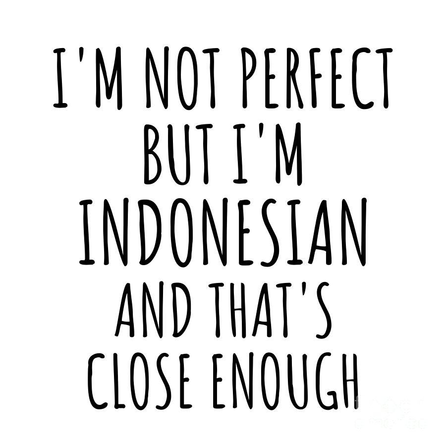 Indonesian Digital Art - Funny Indonesian Indonesia Gift Idea for Men Women Nation Pride Im Not Perfect But Thats Close Enough Quote Gag Joke by Jeff Creation