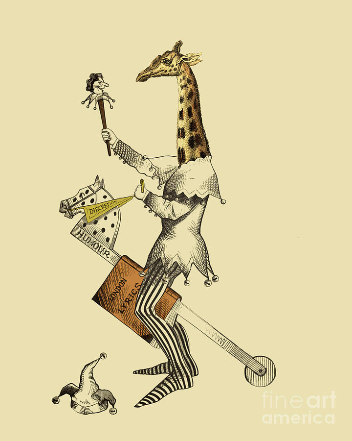 Animal Digital Art - Funny Jester Giraffe by Madame Memento