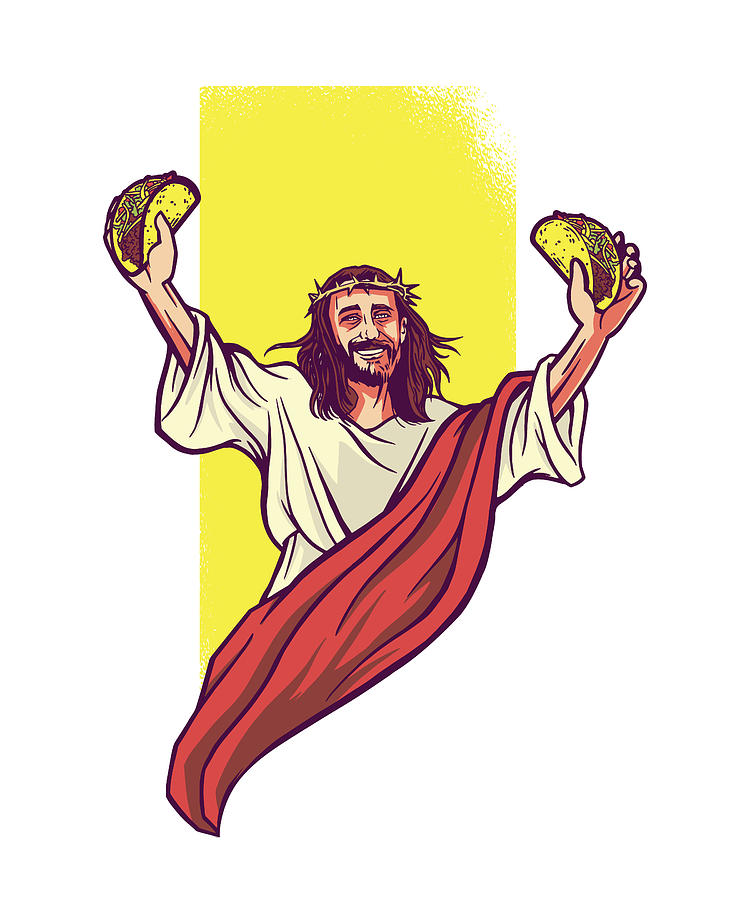 Funny Jesus holding Tacos Food Gift Digital Art by Qwerty Designs Pixels