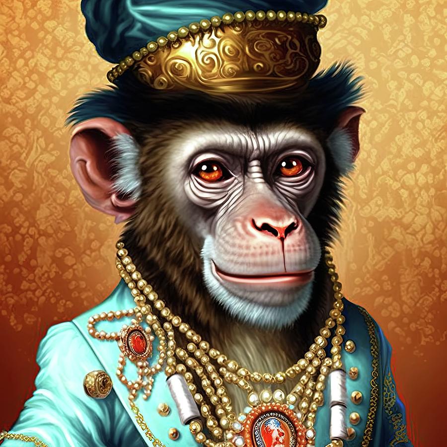 Funny Monkey in costume painting Painting by Vincent Monozlay