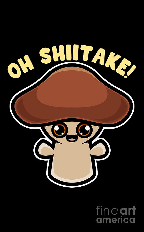 Funny Mushroom Shiitake Digital Art by Shir Tom - Pixels