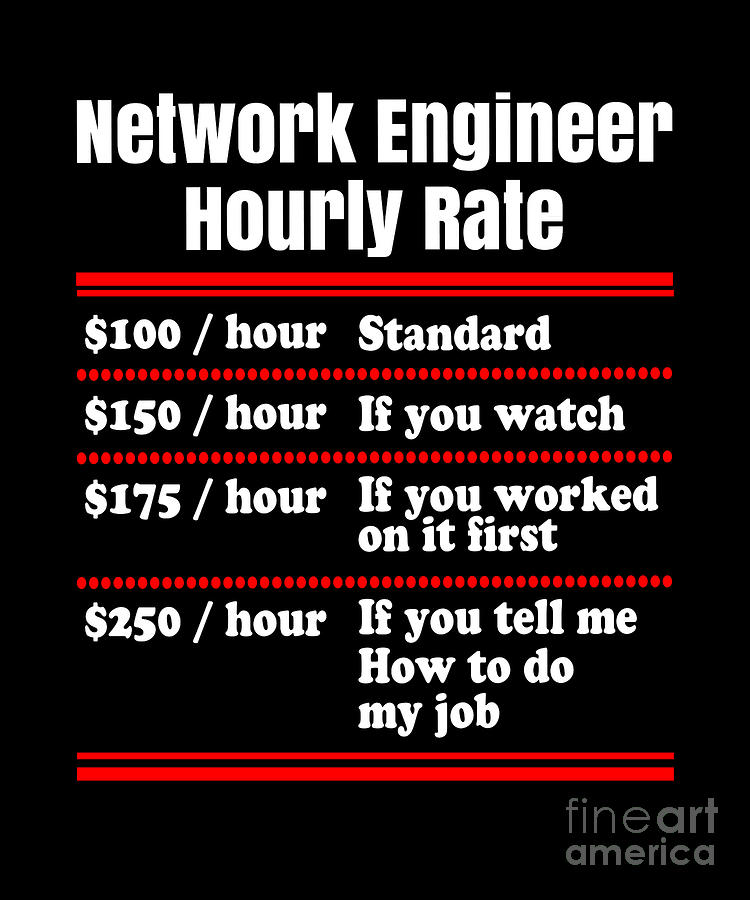 Funny Network Engineer Gifts Network Engineer Hourly Rate Sysadmin System Admin Throw Pillow Multicolor 16x16 
