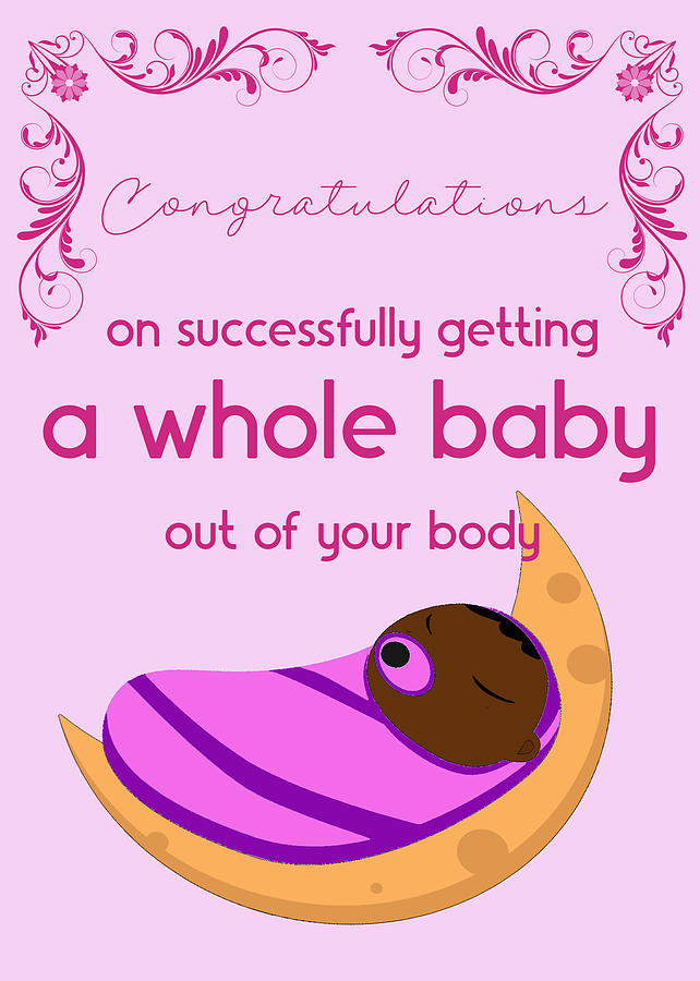 Funny new baby congratulations card pink BABY GIRL people of color ...