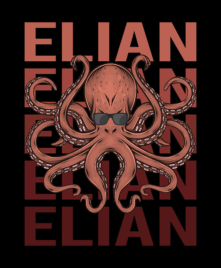 Octopus Digital Art - Funny Octopus - Elian Name by Colin Swift