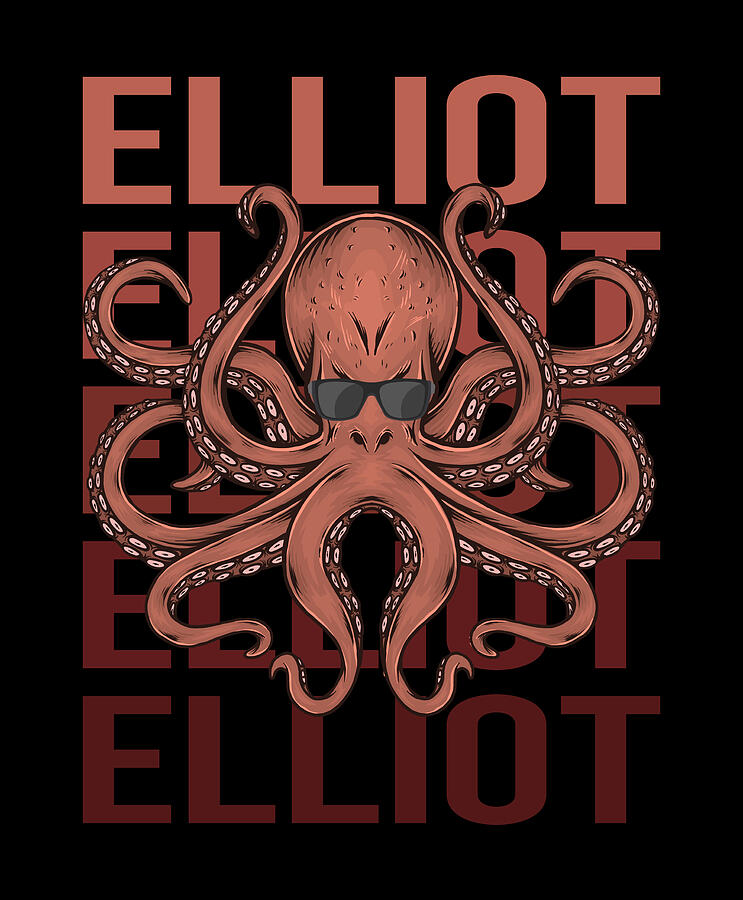 Octopus Digital Art - Funny Octopus - Elliot Name by Colin Swift
