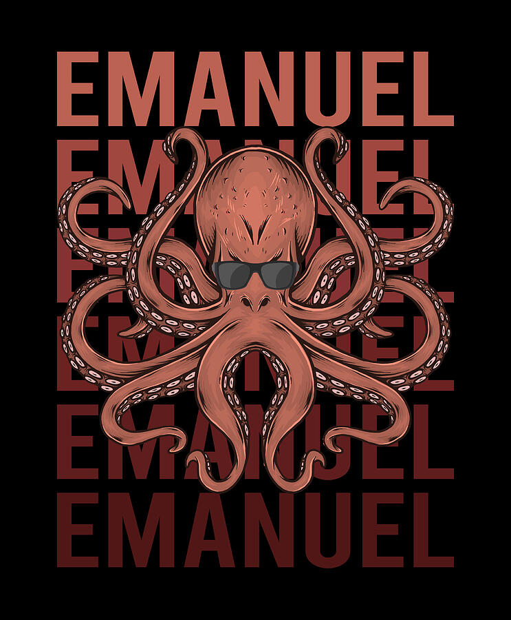 Octopus Digital Art - Funny Octopus - Emanuel Name by Colin Swift