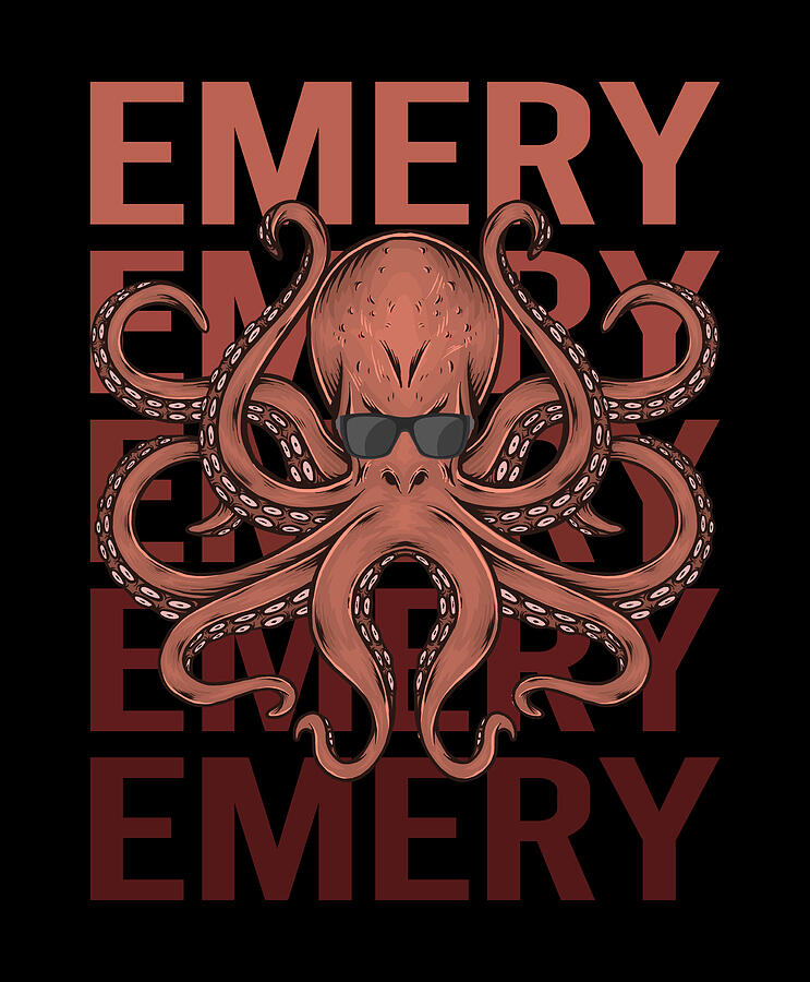 Octopus Digital Art - Funny Octopus - Emery Name by Colin Swift